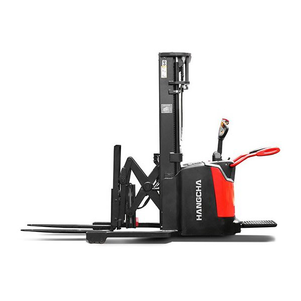 A Series high range stand-on stacker with reach fork, 1.2 – 1.6t ...